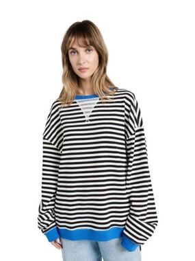 Free People Classic Striped Oversized Crewneck